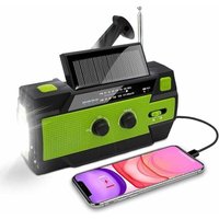 Solar-Baustellenradio, tragbares Handkurbelradio mit AM/FM-Radio, eingebauter wiederaufladbarer 4000-mAh-Akku, 4-Modi-LED-Taschenlampe, LED-Leselampe von AIPERQ