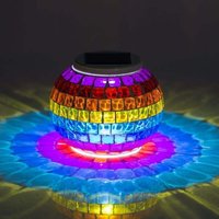 Solarbetriebenes Mosaikglas, farbwechselnde Solar-Tischlampe aus D-Glas, wiederaufladbares Solar-Nachtlicht, wasserdichte Solar-Außenleuchten für von AIPERQ