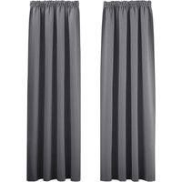 Thermo-Verdunkelungsvorhänge – doppelte hitzebeständige Vorhänge/Paneele mit Raffband, grau, B 140 und H 220 cm, 2 Stück Thermo-Verdunkelungsvorhänge – doppelte hitzebeständige Vorhänge/Paneele mit Raffband, grau, B 140 und H 220 cm, 2 Stück von AIPERQ