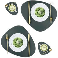 Tischsets und Untersetzer-Set aus Leder, waschbare runde Tischsets, wasserdichte Kaffeematten, hitzebeständiges Tischset für den Esstisch in der von AIPERQ