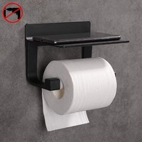 Toilettenpapierhalter, Wandmontage, selbstklebend, schwarzes Aluminium von AIPERQ