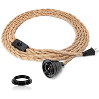 Pendelleuchten-Set mit Steckerschalter, Vintage-Stofflampe mit E27-Fassung aus gedrehtem Hanfseil, Pendelleuchten-Sockelset für Hängelampe, von AIPERQ