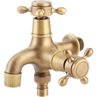 Wasserhahn mit G1/2-Zoll-Gewinde, Badezimmer-Kupfer-Einzel-Kaltwasserhahn, Waschmaschine, Mopp, Pool-Wasserhahn mit doppeltem Wasserauslass, Wasserhahn mit G1/2-Zoll-Gewinde, Badezimmer-Kupfer-Einzel-Kaltwasserhahn, Waschmaschine, Mopp, Pool-Wasserhahn mit doppeltem Wasserauslass, von AIPERQ