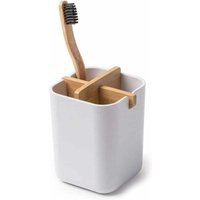 Zahnbürstenhalter aus Bambus, natürlich umweltfreundlich, antibakterieller Zahnputzbecher fürs Badezimmer, kompakter und stabiler Zahnputzbecher, weiß von AIPERQ
