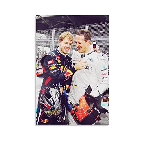 AIPHE Foto Auf Leinwand Sebastian Vettel F1 Racer Smile Sport Decor Ästhetik für Schlafzimmer Home Wohnzimmer 30x50cm Kein Rahmen von AIPHE