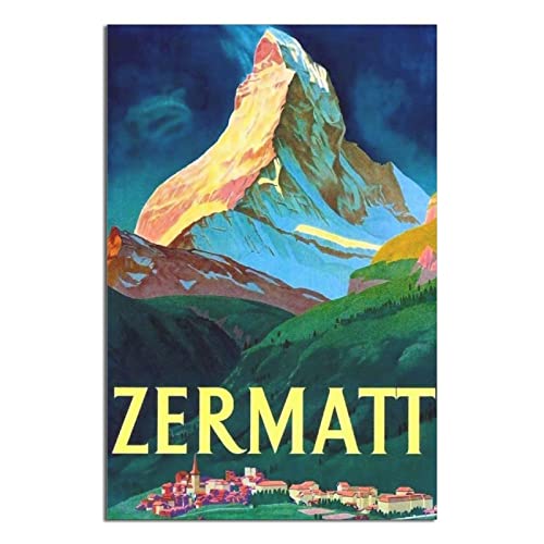 AIPHE Foto Auf Leinwand Zermatt Bergkette Poster Leinwand Wandkunst Bilder für Schlafzimmer Wandkunst Geschenke Dekor 30x50cm Kein Rahmen von AIPHE