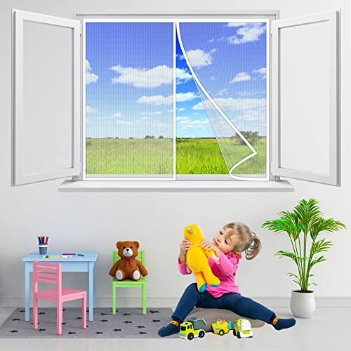 Fenstervorhang, 80x140 cm Magnet Fliegengitter Fenster Insektenschutz, Zum Schutz vor Fliegen und anderen Insekten, einfache Klebemontage, Weiß P von AIPPEI