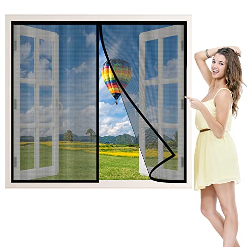 Fliegengitter BalkonFenster, 180x115 cm Insektenschutz Magnet Fliegenvorhang, Auto Schließen, magnetische Adsorption, für Fenster Patio, Schwarz P von AIPPEI