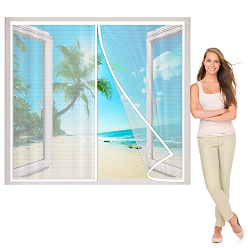 Fliegengitter Fenster, 150x90 cm Magnetvorhang DoppelFenster Mückenschutz Ideal für die SchiebeFenster BalkonFenster und TerrassenFenster, mit Heavy Duty Mesh & Klettverschluss, Weiß P Fliegengitter Fenster, 150x90 cm Magnetvorhang DoppelFenster Mückenschutz Ideal für die SchiebeFenster BalkonFenster und TerrassenFenster, mit Heavy Duty Mesh & Klettverschluss, Weiß P von AIPPEI