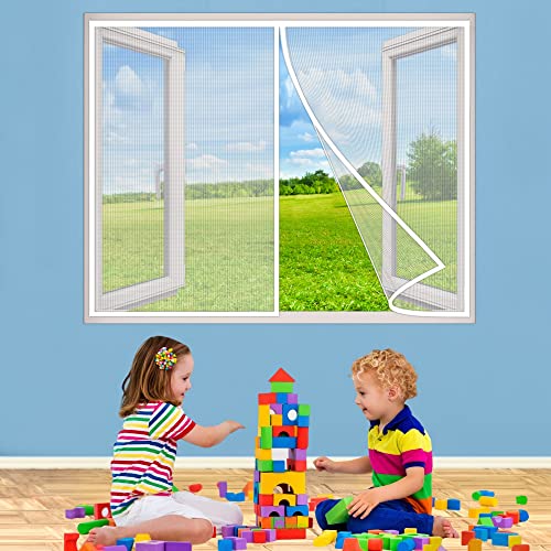 Fliegengitter Fenster, 70x115 cm Magnetischer Fliegenvorhang Moskitonetz, Magnetische Adsorption, Faltbar, Auto Schließen, für Fenster Patio, Weiß P von AIPPEI