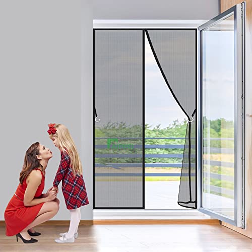 Fliegengitter Fenster 110x245 cm Mückenschutz mit Starkem Klettband ohne Bohren Klebmontage Insektenschutz Fenster, 2023-Version, Anthrazit von AIPPEI