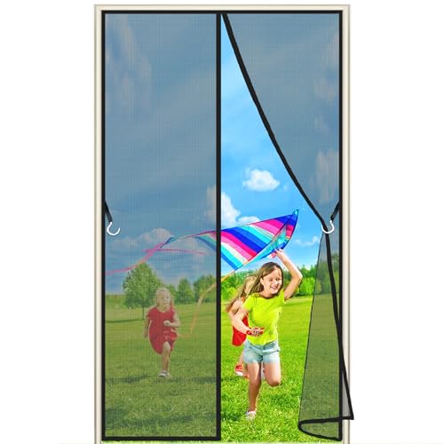 Magnet Fliegengitter Tür, 100x185 cm Magnetischer Fliegenvorhang Moskitonetz, Magnetische Adsorption, Faltbar, Auto Schließen, für Türen Patio, Anthrazit P von AIPPEI