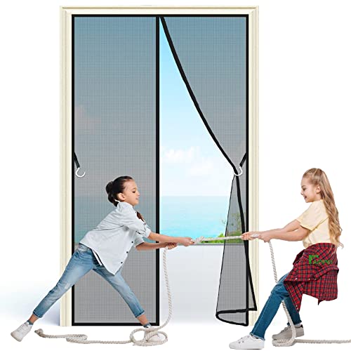 Wirksamer Insektenschutz, 60x220 cm Lamellenvorhang, Fliegengitter mit Magnet & Eingenähten Gewichten, einfach und schnell zu montieren, Anthrazit P von AIPPEI