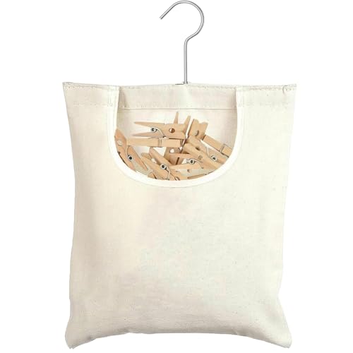 AIPWEYT Store Leinen Wäscheklammerbeutel,32 * 28cm Klammerbeutel für Wäscheklammern Wäscheklammer mit Aufhängehaken Lagerung Tasche,Hängende Korb für Heimgebrauch, Zum Aufhängen,Linen Clothes Peg Bag von AIPWEYT Store