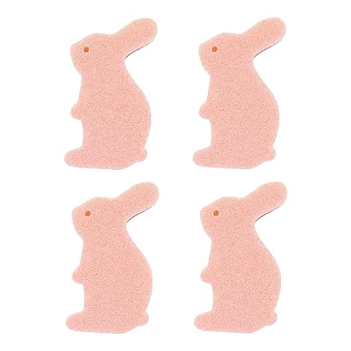 Küchenreinigungsschwamm in Kaninchenform, doppelseitig, Mehrzweck-Scheuerschwamm, Geschirrschwamm für robuste Scheuerschwämme, Küche, Möbel, Geschirr, Badezimmer (rosa Kaninchenschwämme) von AIQIBAO