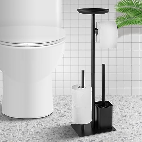 Edelstahl Klopapierhalter Stehend mit Klobürste Toilettenpapierhalter mit Feuchttücherbox,AIQII Stand WC Garnitur mit Toilettenpapierhalter und Toilettenbürste Ständer von AIQII