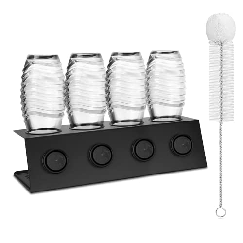 Flaschenhalter für Soda Stream 4er Flaschen Abtropfhalter aus Edelstahl Abtropfständer mit Herausnehmbare Abtropfwanne und Deckelhalter für SodaStream Crystal und Emil Flaschen von AIQII