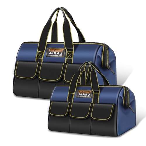 Werkzeugtasche 2 Stück | AIRAJ 14 und 18 Zoll Werkzeugtasche Großer Öffnung | Hochwertiges Oxford-Gewebe | Einfacher Zugriff Werkzeuge | Werkzeugkasten | Werkzeug-Organizer | Verabschieden Unordnung von AIRAJ