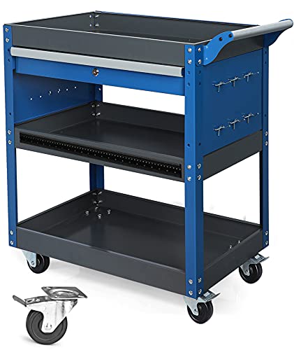 AIRAJ 3-Layer Werkstatt-Rollwagen Montagewagen, with Lockable Drawers and Two-Layer Shelves, Maximum Load Capacity of 200kg, Handwagen Werkstatt That can accommodate Heavy Equipment. von AIRAJ