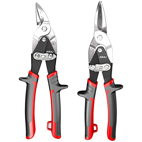 AIRAJ Blechscheren im Zweier-Set - Handwerker-Scheren - Gerade und rechts schneidend - Schneidwerkzeug für Metall - Blechscheren mit Hebelantrieb - Ergonomischer Griff AIRAJ Blechscheren im Zweier-Set - Handwerker-Scheren - Gerade und rechts schneidend - Schneidwerkzeug für Metall - Blechscheren mit Hebelantrieb - Ergonomischer Griff von AIRAJ