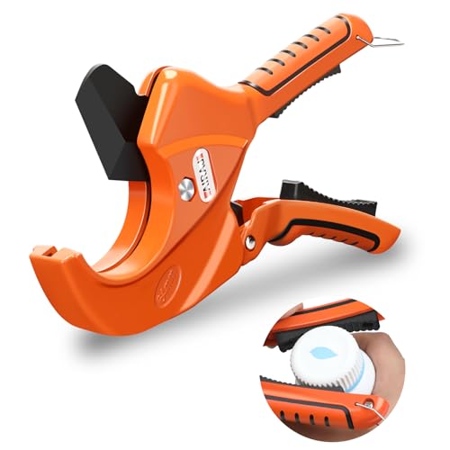 AIRAJ PVC-Rohrschneider, schneidet bis zu 6,4 cm, Ratschen-PVC-Schneider, PEX-Rohrschneider, V-förmige SK5-Stahlklinge, zum Schneiden von PVC-, CPVC-, PP-, PEX-, PEX-Kunststoffrohren von AIRAJ