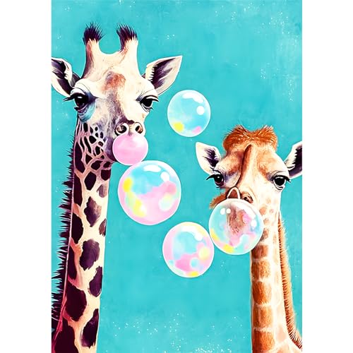 AIRDEA 5D Bunte Blase der Giraffen Diamond Painting Erwachsene Kits, DIY Diamond Painting Bilder, Mosaikherstellung Malen Nach Zahlen, Full Drill Malerei Kits für Home Wand Décor 30x40cm von AIRDEA