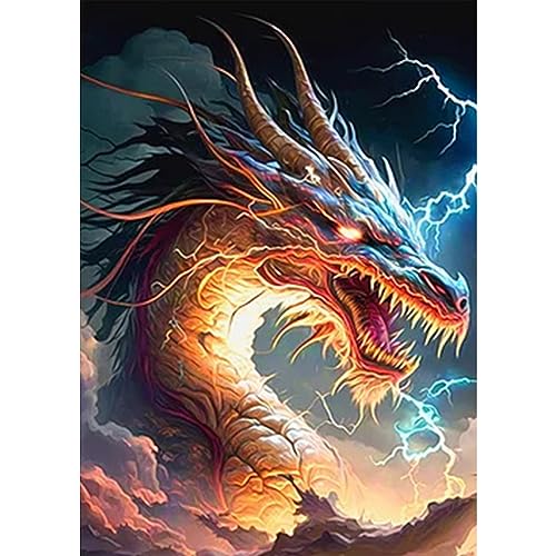 AIRDEA DIY Drache Diamond Painting Set Erwachsene Kinder, Fantasie Diamant Painting Bilder 5D Tier Diamant Kunst Blitz Diamant Malerei Set Cross Stickerei Malerei Kits für Heimdekor 30x40 cm von AIRDEA