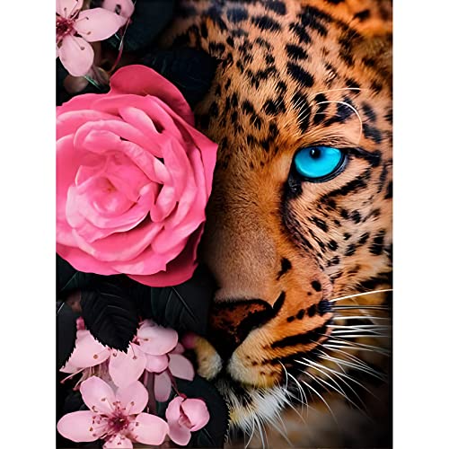 AIRDEA DIY Tiger Diamond Painting Set Erwachsene, Blumen Diamant Painting Bilder 5D Tiger Diamant-Kunst Tier Erwachsene Blumen Diamant Malerei Set Cross Stickerei Malerei Kits für Heimdekor 30x40cm von AIRDEA