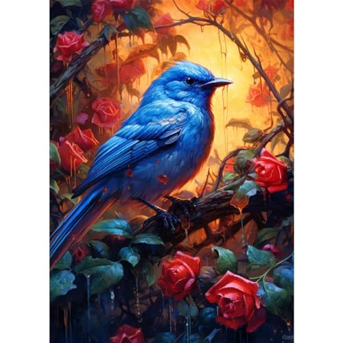 AIRDEA DIY Vogel Diamond Painting Set Erwachsene Kinder, Diamant Painting Bilder 5D Vogel Diamant Kunst Blumen Diamant Malerei Set Cross Stickerei Malerei Kits für Heimdekor 30x40 cm von AIRDEA