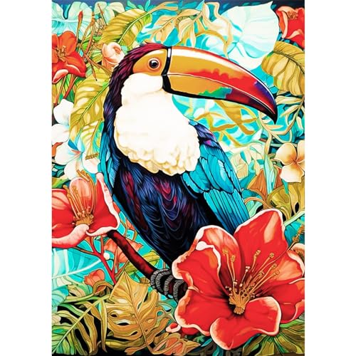 AIRDEA Tukan Vogel Diamond Painting Kits für Erwachsene, DIY 5D Diamond Art Paint mit runden Diamond, Full Drill Gem Art Painting Kit für Home Wall Decor Geschenke 30x40cm von AIRDEA