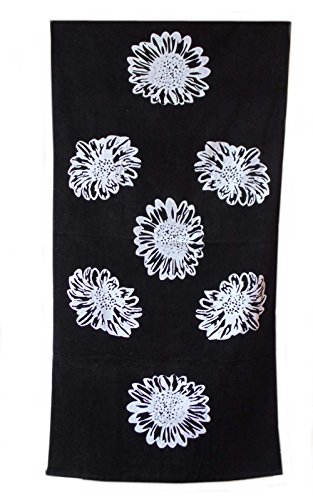 AIREE FAIREE Strandtuch Sommer Handtuch 100% Baumwolle Große 75 x150 cm Blume Muster (Schwarz) von AIREE FAIREE