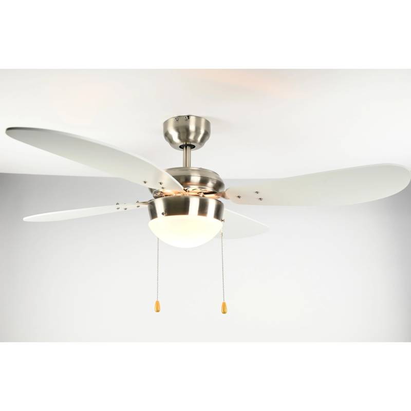 AIRERYDER Deckenventilator Classic 105 cm Nickel - Weiß mit Beleuchtung und Zugketten von AIRERYDER