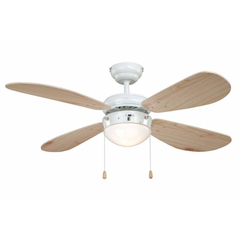 AIRERYDER Deckenventilator Classic 105 cm Weiß - Kiefer mit Beleuchtung und Zugketten von AIRERYDER