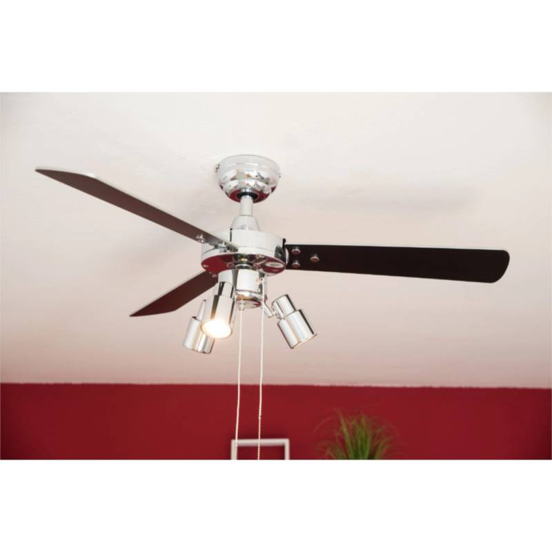 AIRERYDER Deckenventilator Cyrus Chrom 107 cm mit Beleuchtung und Zugschnüren von AIRERYDER