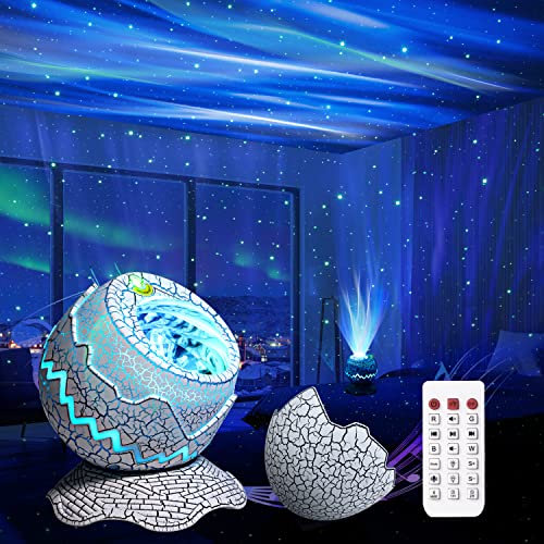 AIRIVO Northern Lights Aurora Projektor Dinosaurier Ei Stern für Schlafzimmer, Galaxie-Projektor Mit Bluetooth-Lautsprecher & Weißem Rauschen & Timing, Nachtlicht für Kinder Erwachsene (Weiß) von AIRIVO