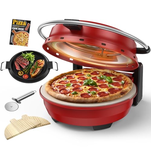 AIRMSEN Pizzaofen elektrischer 2-in-1 – bis 400°C, 1500W, zum Pizzabacken und Grillen, mit Glasfenster, zwei Temperaturreglern, inkl. Pizzastein, Grillplatte & Rezeptbuch AIRMSEN Pizzaofen elektrischer 2-in-1 – bis 400°C, 1500W, zum Pizzabacken und Grillen, mit Glasfenster, zwei Temperaturreglern, inkl. Pizzastein, Grillplatte & Rezeptbuch von AIRMSEN