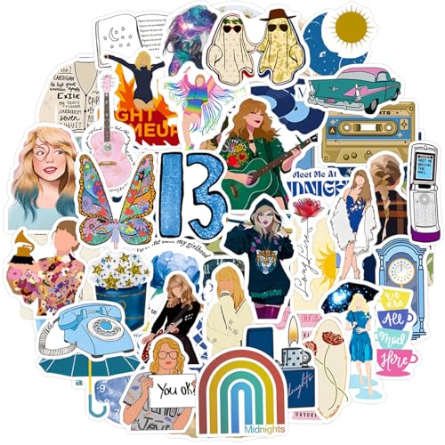 Aufkleber Musiksänger T-S 100 Pcs Sticker Set Musik, Geburtstag Party Geschenke für Fans, Wasserfeste Vinyl Aufkleber, Sticker für Scrapbook Laptop Journal Macbook Trinkflasche Gitarre Skateboard usw von AIRNOGO