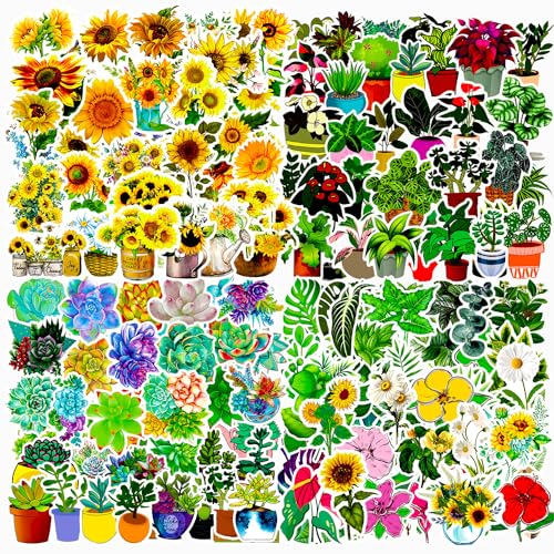 Aufkleber 200 Stück Schöne Blumen und Pflanzen Style Sticker Set Wasserdicht Vinyl Bunt Decals Sticker für Notebook Scrapbooks Kalender Laptop Trinkflasche Ordner Koffer Fahrrad Handyhülle Dekor usw von AIRNOGO