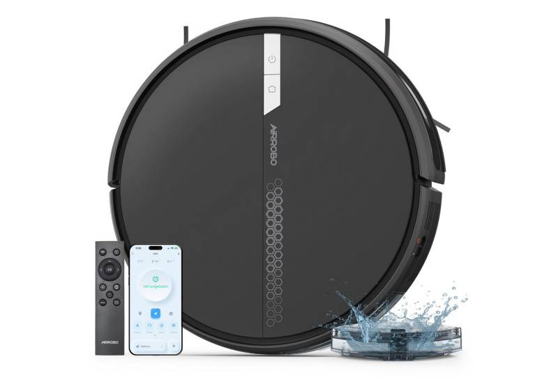 AIRROBO Nass-Trocken-Saugroboter 3-in-1 Saugroboter G60 mit Wischfunktion, 3000Pa, 120 Min. Laufzeit, 35 W, Beutellos, Automatische Rückgabe, App/Sprach Assistent, Absturzsicherung, 140m² von AIRROBO