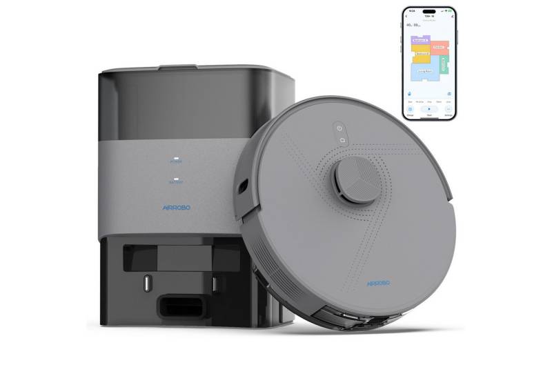 AIRROBO Nass-Trocken-Saugroboter AIRROBO L50+ mit Wischfunktion, Lidar-Navigation, 20.000 Pa Saugkraft, mit Beutel 3.5L, 5500Pa, 240min Laufzeit, 353m², 60 Tage, IntelligenteTeppichvermeidung von AIRROBO