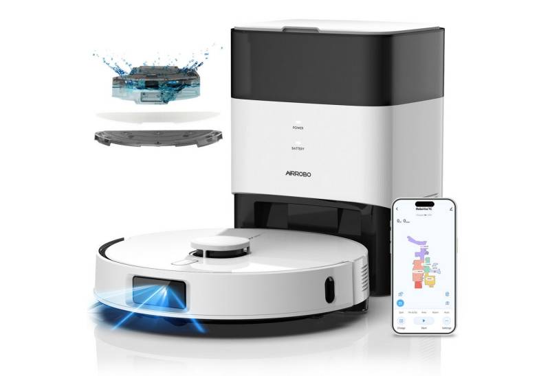 AIRROBO Nass-Trocken-Saugroboter L60 plus mit Wischfunktion, Teppicherkennung (Ausweichen), mit Beutel, LaserNavigation, 60 Tage Freihändig, 3 in 1 Kehren Wischen und Saugen von AIRROBO