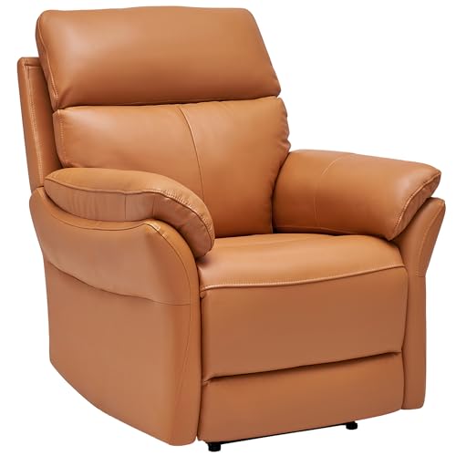 AIRSKY Relaxsessel Echtleder Fernsehsessel mit Liegefunktion Kinosessel Nickerchen Seniorensessel TV Sessel mit Schlaffunktion Manuell Verstellbar Liegesessel für Wohnzimmer Schlafzimmer(Orangegelb) von AIRSKY