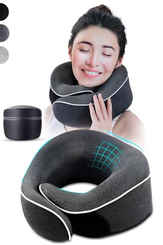 AIRTH® 360° Memory-Foam Reise-Nackenkissen mit smartem Klettverschluss - Ergonomisch stützendes Nackenhörnchen mit waschbarem Bezug für ultimativen Komfort und Entspannung von AIRTH