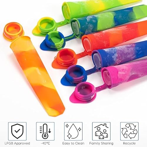 6 Silikon-Eis Am Stiel-Formen Und 2 Reinigungsbürsten, Diy-Eis Am Stiel-Hersteller, Obst-Eis Am Stiel-Form, Tragbares Küchenzubehör. von AIRTILY