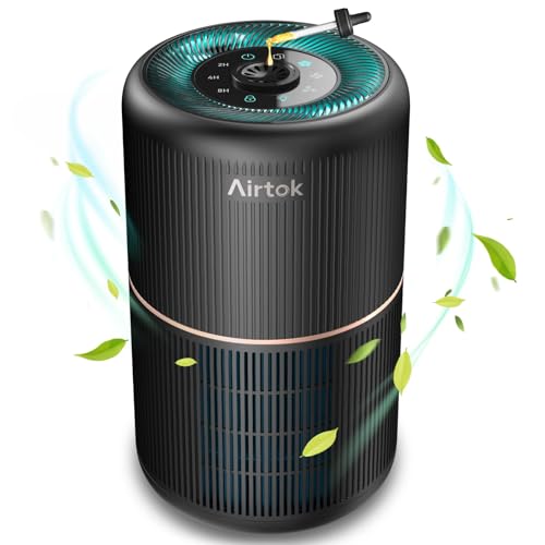 AIRTOK Luftreiniger, Luftreiniger Allergiker mit Duftschwamm, H13 HEPA Luftreiniger Raucherzimmer entfernt 99,97 % Staub, Rauch| Nachtlicht|Timer von AIRTOK