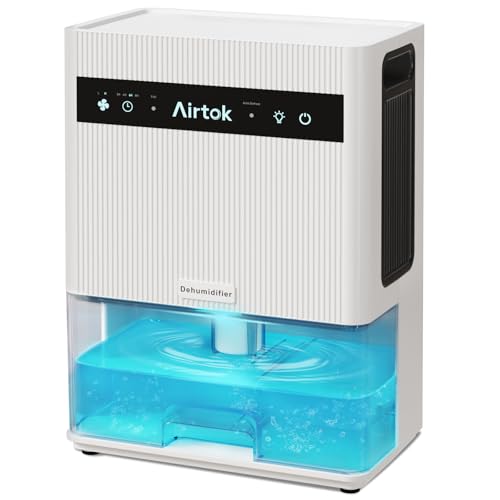 Airtok 3L Luftentfeuchter, Luftentfeuchter Elektrisch, Fläche 350 sq.ft, leiser Raumentfeuchter mit Timer, Automatische Abtauen, Automatische Abschaltung, 7 Farbe Licht, für Schlafzimmer, Keller von AIRTOK