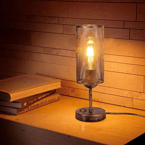 AIRTWESD E27 Tischlampe Retro Nachttischlampe Leselampe Vintage Industrielampe LED Käfigleuchte Metall Tischlampe Dekorative Lampen mit Schalter (No Bulb) von AIRTWESD