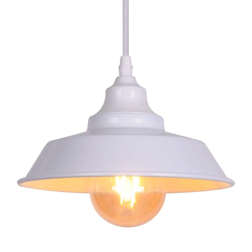 AIRTWESD Weiß küchenlampe Hängend Industrial E27 lampenschirm Modern ​Kronleuchter Deckenleuchte Metallschirm(ohne Glühbirne) von AIRTWESD