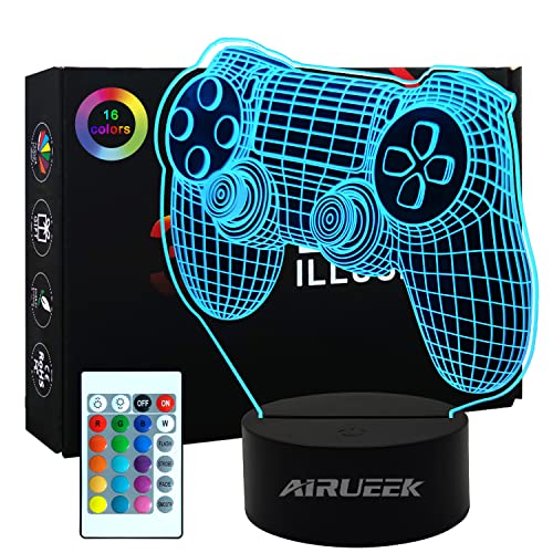 AIRUEEK 3D Gamer Led mit Farbwechsel 16 Farben LED-Tisch-Schreibtisch-Lampen, Gamer Deko Lampe die Schlafzimmer-Dekoration für Spiel Fans Kinder Herren Jungen und Mädchen Männer von AIRUEEK