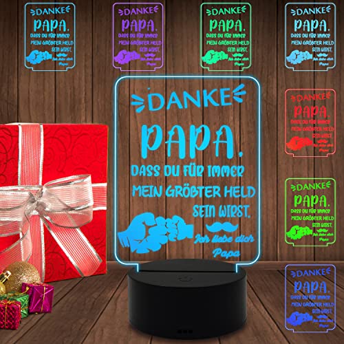 AIRUEEK Vatertagsgeschenke für Papa, Nachtlicht Geschenke für Papa,Vatertagsgeschenk LED Lampe 7 Farbe Touch Acryl mit Gedicht，Bester Papa Geschenke für Männer Geburtstag/Vatertag/Weihnachtsfeierta von AIRUEEK